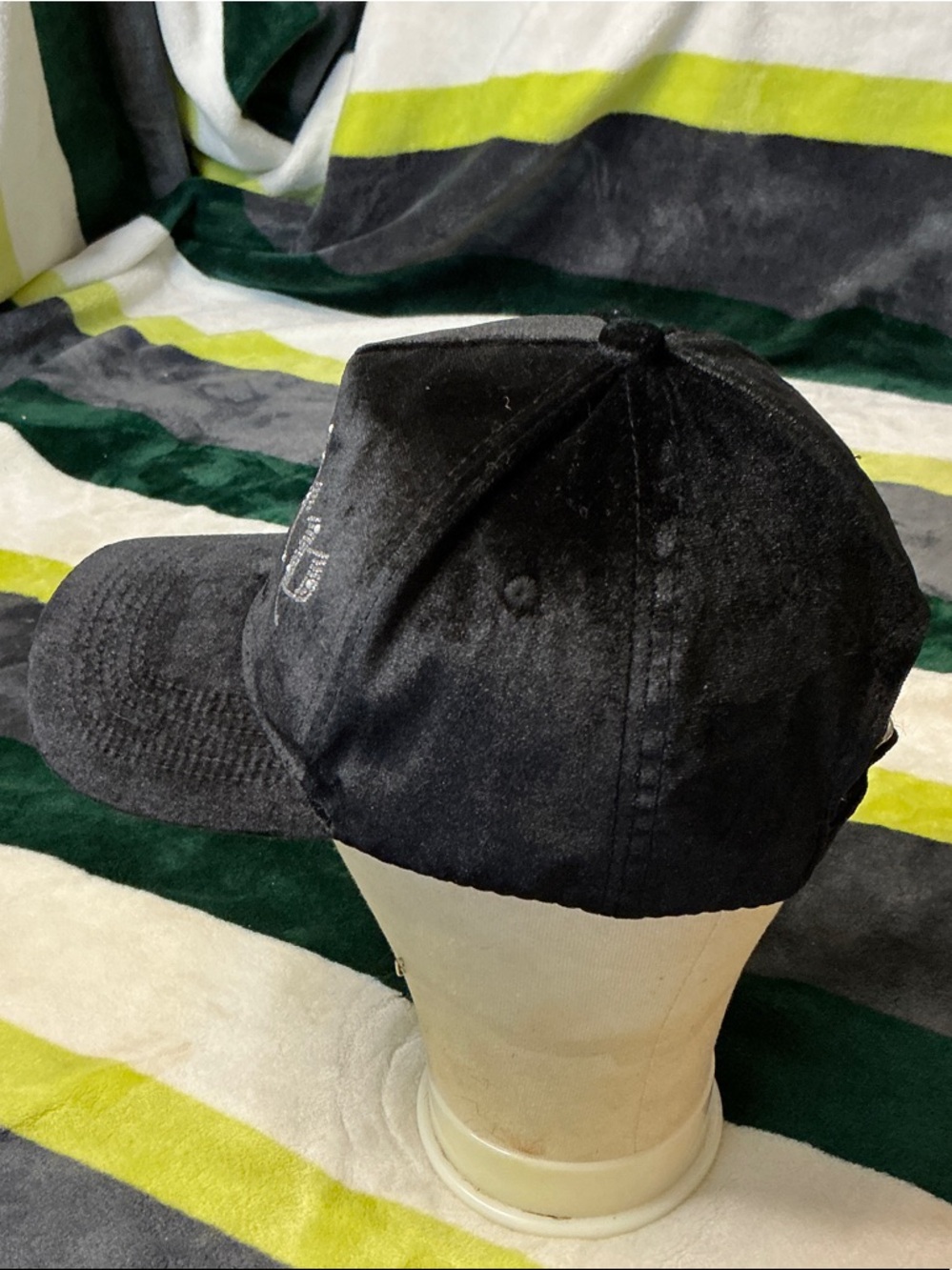 Juicy Couture Black Velvet Rhinestone Logo Cap - Picture 4 of 8